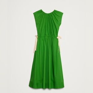 Banana Republic green cotton poplin tie-waist midi dress